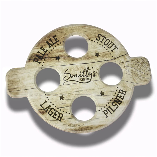 Wooden beer flight tray with routed edges and 4 holes.... from ASI 50120 Dixie Seal & Stamp Co Inc / Dixiline