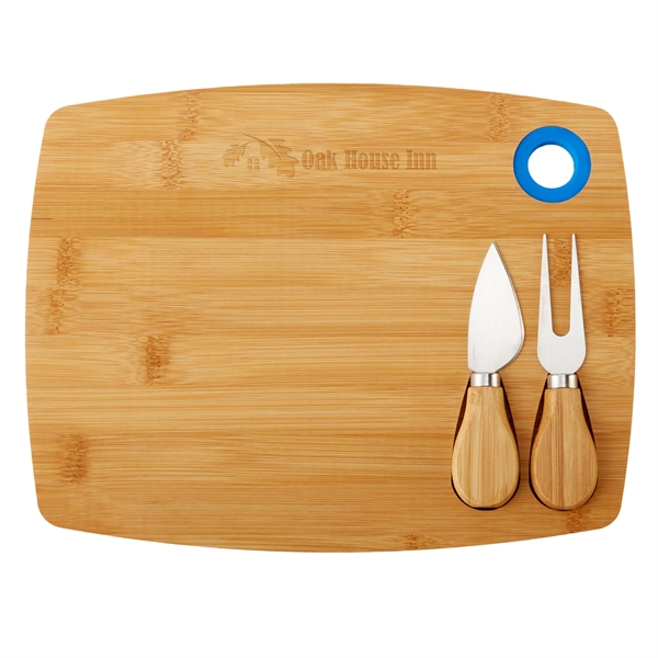 Bamboo cheese board charcuterie set with wooden tray, cheese fork and... from ASI 52840 Evans Manufacturing