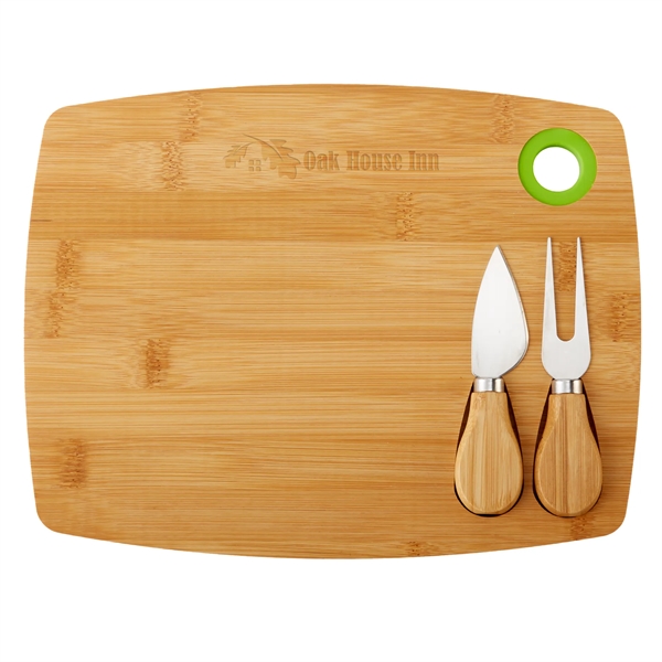 Bamboo cheese board charcuterie set with wooden tray, cheese fork and... from ASI 52840 Evans Manufacturing