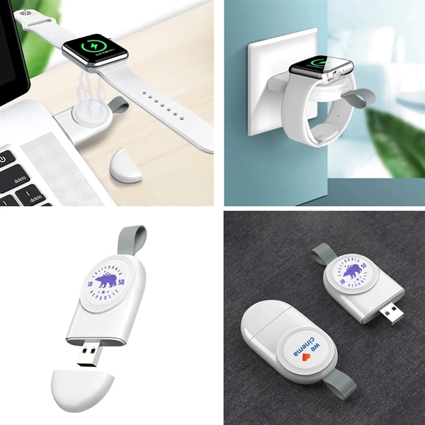 Portable iWatch magnetic wireless charger plus silkscreen imprint on 1 location... from ASI 37218 Athena Promo (tm)