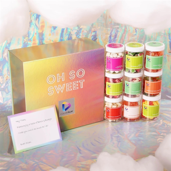 Iridescent gift box with 9 customizable large jars (7 oz each)... from ASI 61966 HPG / SugarSpot