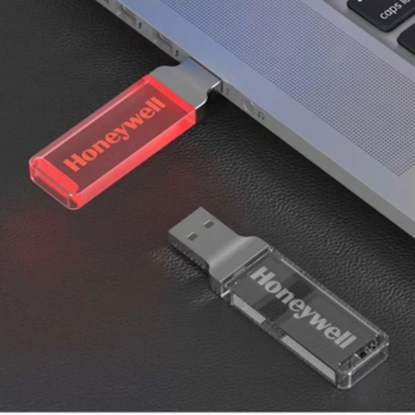 Light up clear acrylic USB flash drive plus laser engraved on... from ASI 37218 Athena Promo (tm)