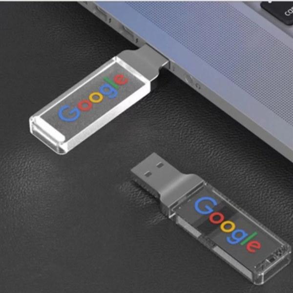Light up clear acrylic USB flash drive plus laser engraved on... from ASI 37218 Athena Promo (tm)
