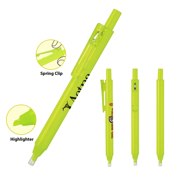 Neon-yellow, retractable Highlighter with spring-action pocket clip and long-lasting water-based ink.... from ASI 82498 RiteLine LLC