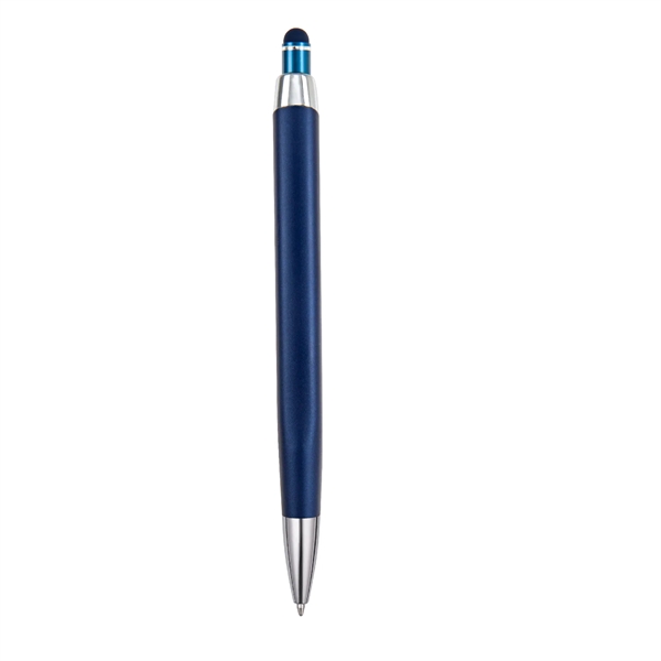 Triangular shaped, soft touch, colored metal retractable ballpoint with matching colored... from ASI 82498 RiteLine LLC