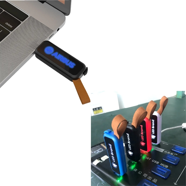 LED light up logo USB flash drive with loop plus laser... from ASI 37218 Athena Promo (tm)