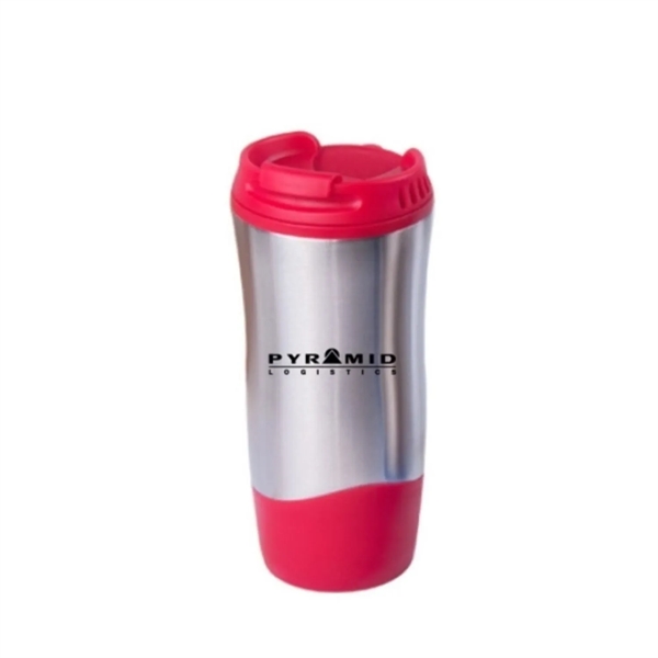 16 oz. Hour-glass shape stainless steel travel tumbler with plastic liner... from ASI 37218 Athena Promo (tm)