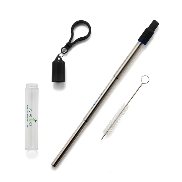 6 1/4" x 5/8" collapsible stainless steel reusable drinking straw with... from ASI 63549 Jornik Manufacturing Corp / Jornik