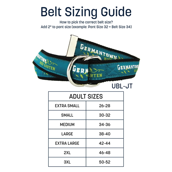 D-Ring fabric belt with custom woven imprint in continuous step and... from ASI 92980 WOV-IN® / Universal Strap/Wov-In Line