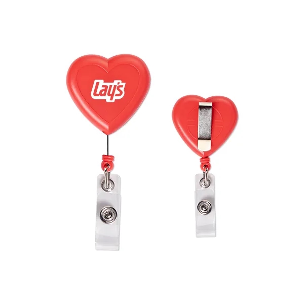 Heart shaped badge reel with a 35" retractable cord and a... from ASI 98360 WOWLine / WOWLine®