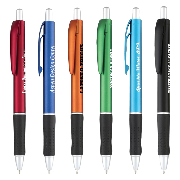 Plastic Metallic colored ballpoint pen with plunger action mechanism.... from ASI 44368 ZZ DROPPED -Cedar Crest Manufacturing / Cedar Crest