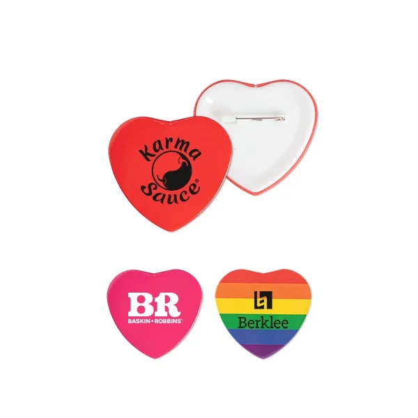 2" heart shaped button with safety pin backing.... from ASI 98360 WOWLine / WOWLine®