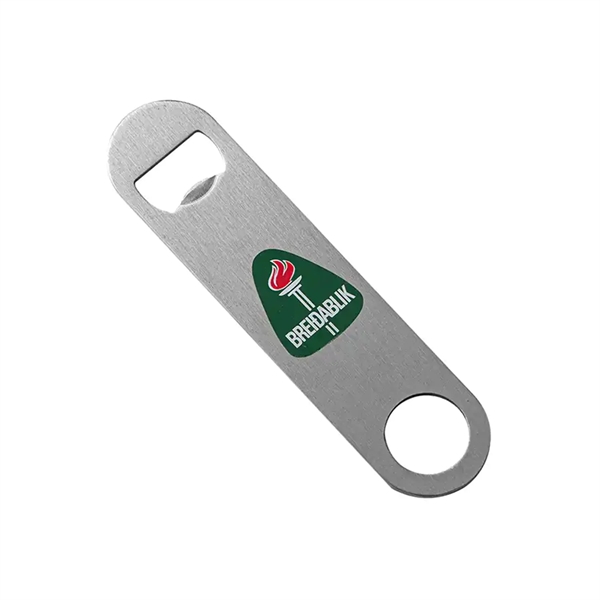 Stainless steel paddle-style bottle opener with 1 color silkscreen imprint on... from ASI 37218 Athena Promo (tm)