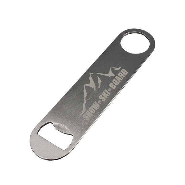 Stainless steel paddle-style bottle opener with 1 color silkscreen imprint on... from ASI 37218 Athena Promo (tm)