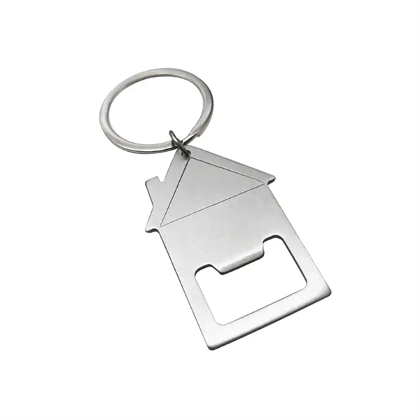House shape stainless steel opener keychain plus laser engraving on 1... from ASI 37218 Athena Promo (tm)