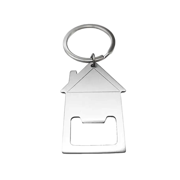 House shape stainless steel opener keychain plus laser engraving on 1... from ASI 37218 Athena Promo (tm)