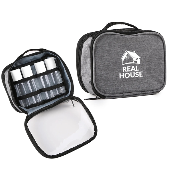 Toiletry Bag with 4 empty 1oz clear bottles with flip caps.... from ASI 61966 HPG / Mixie