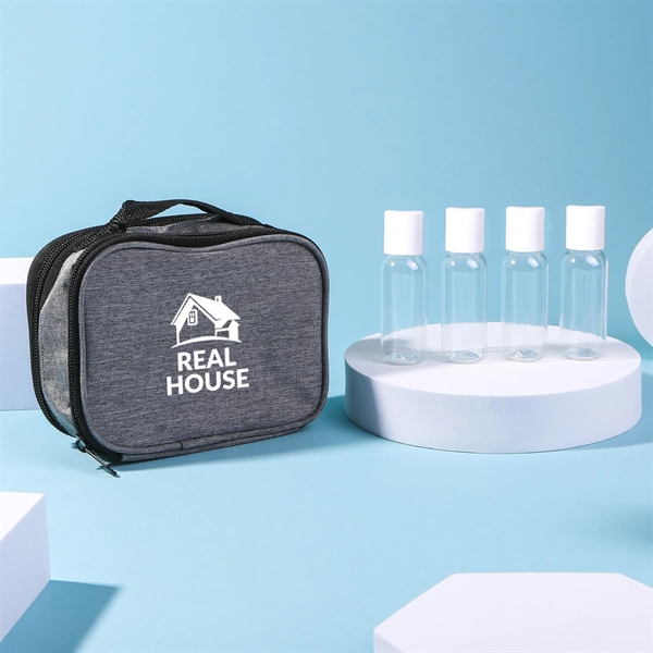 Toiletry Bag with 4 empty 1oz clear bottles with flip caps.... from ASI 61966 HPG / Mixie