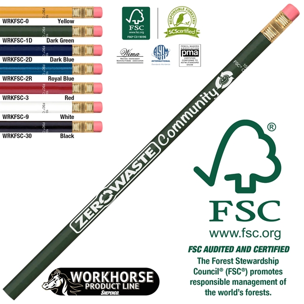FSC Round Pencil Special with brass-colored ferrule and red eraser.... from ASI 86850 Shepenco/Shelbyville Pencil Co, Inc / SHEPENCO® Shelbyville Pencil Company