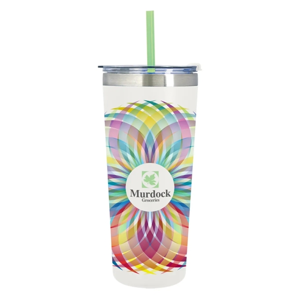 24 ounce tumbler with double-wall construction, lid, straw hole, straw and... from ASI 61125 Hit Promotional Products / Hit®