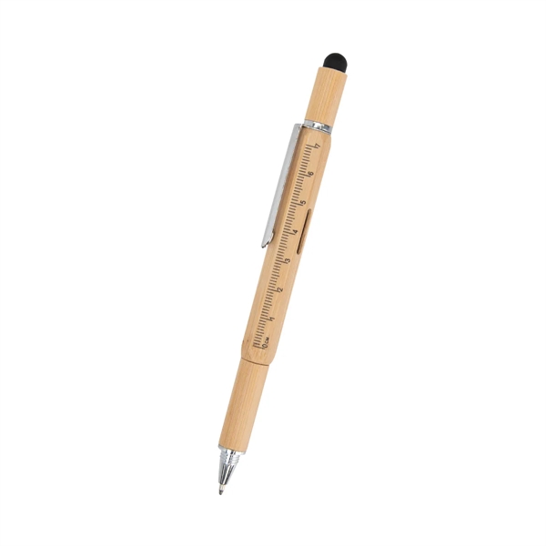 Bamboo ballpoint pen with twist-action design, stylus, screwdriver bits, level and... from ASI 61125 Hit Promotional Products / Hit®