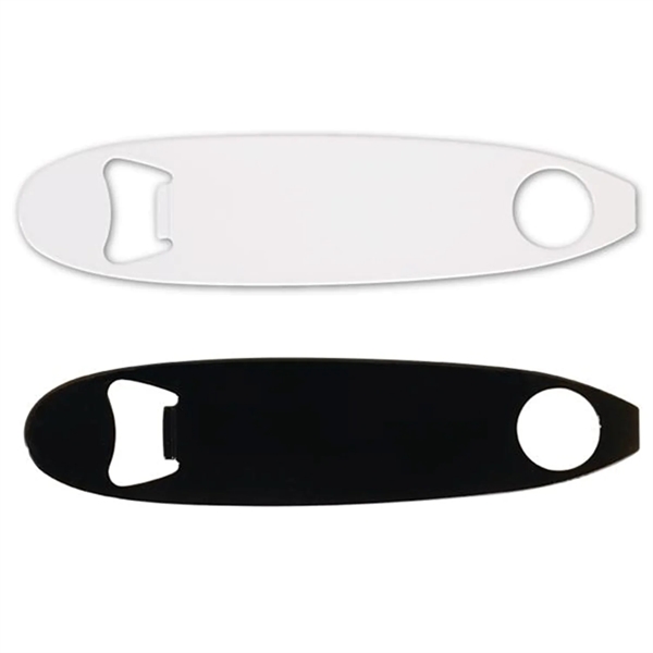 Stainless steel surfboard-style bottle opener with 1 color silkscreen imprint on... from ASI 37218 Athena Promo (tm)