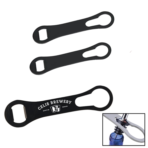 Stainless steel dog bone-style bottle opener with 1 color silkscreen imprint... from ASI 37218 Athena Promo (tm)