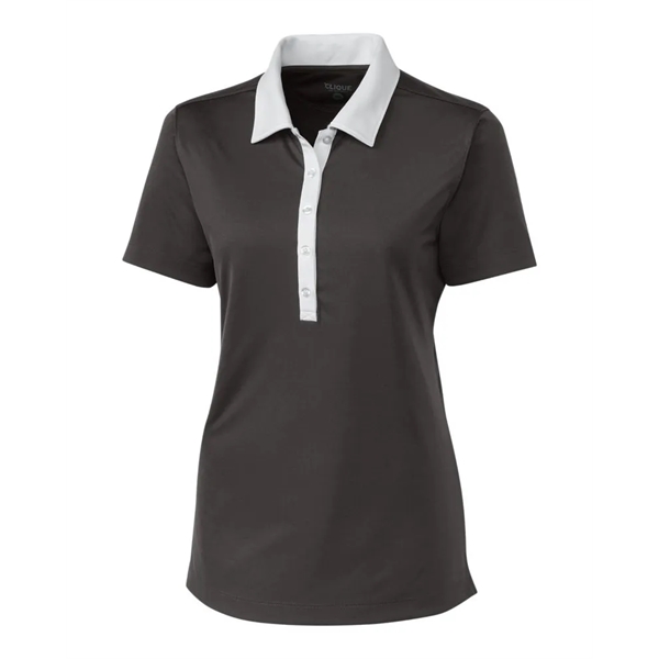 Women's polo with short sleeves, self-fabric collar, three-button placket, and open... from ASI 47965 Cutter & Buck