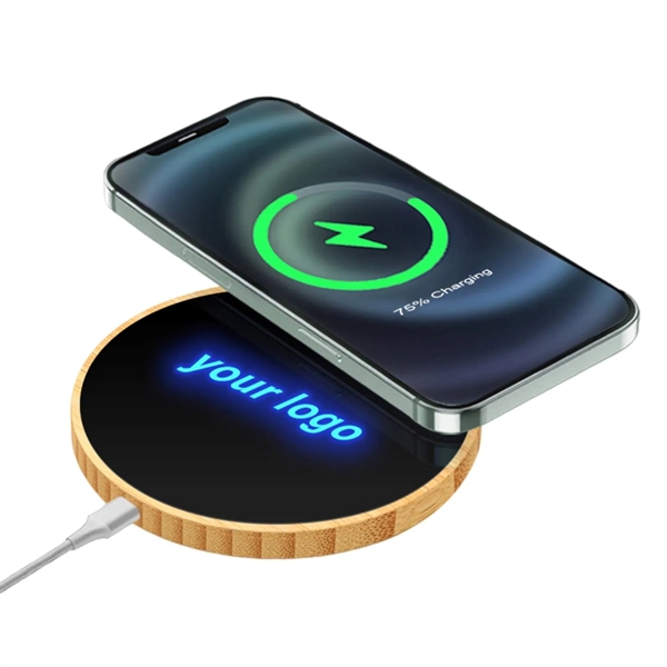 Round light up logo wireless charger plus laser engraving on 1... from ASI 37218 Athena Promo (tm)