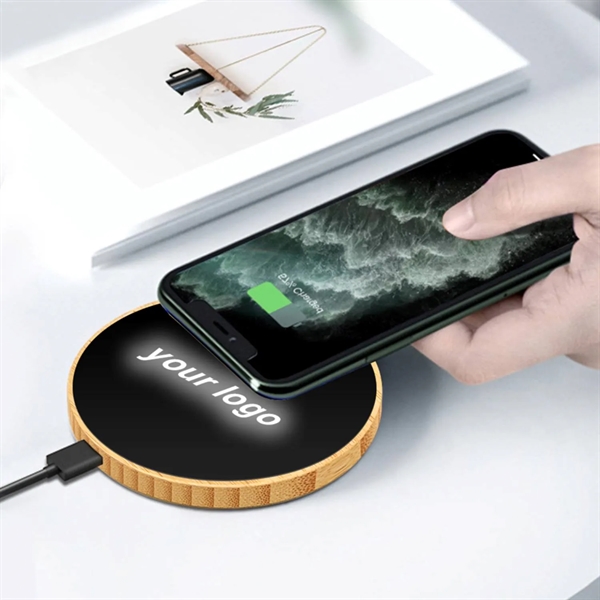 Round light up logo wireless charger plus laser engraving on 1... from ASI 37218 Athena Promo (tm)
