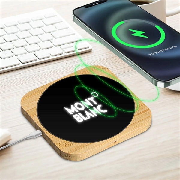Square light up logo wireless charger plus laser engraving on 1... from ASI 37218 Athena Promo (tm)