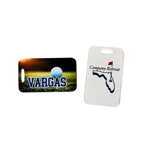 Custom Sublimated Metal Small Rectangle Bag Tag 1.75" x 3.5". Printed... from ASI 62635 Inno-Vative Solutions Grp LTD