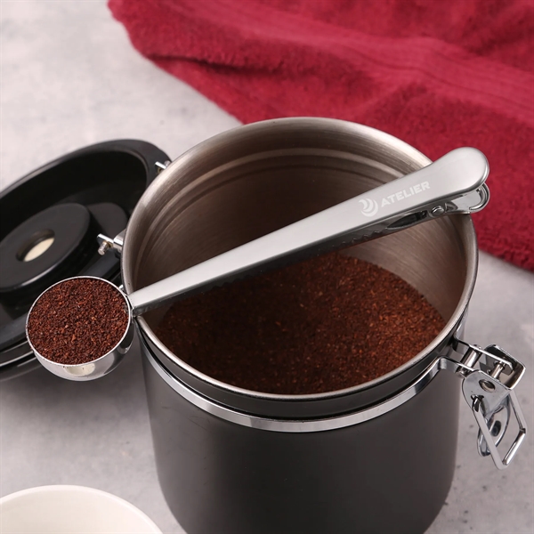Daybreak Stainless Steel Coffee Scoop/Clip: 2-in-1 tool for coffee precision.... from ASI 61966 HPG / Beacon Promotions