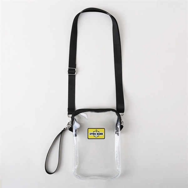 A stadium-approved clear crossbody clutch with a removable adjustable crossbody strap... from ASI 61966 HPG / Best Promotions USA
