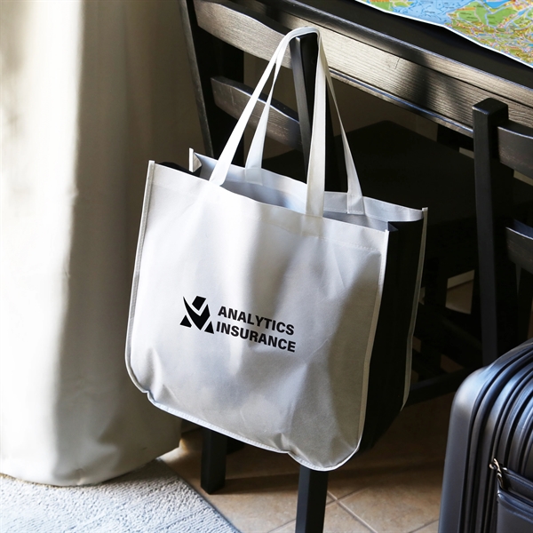 Non-woven rPET extra large shopping tote bag with 23" self-material handles,... from ASI 61966 HPG / Beacon Promotions