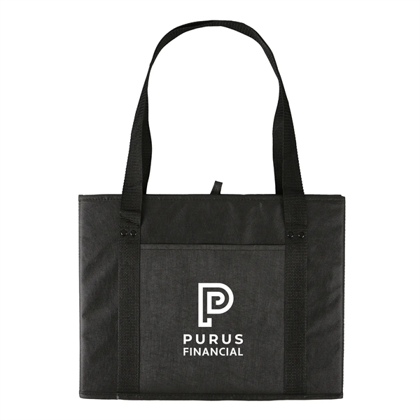 The RPET Non-Woven Folding Cargo Tote Carrier features multiple carrying options... from ASI 61966 HPG / Beacon Promotions