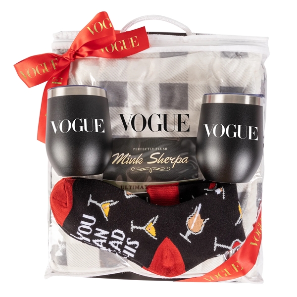 Blanket, wine tumblers and socks gift set... from ASI 44900 NC Custom (CI/Lanco) / Lanco