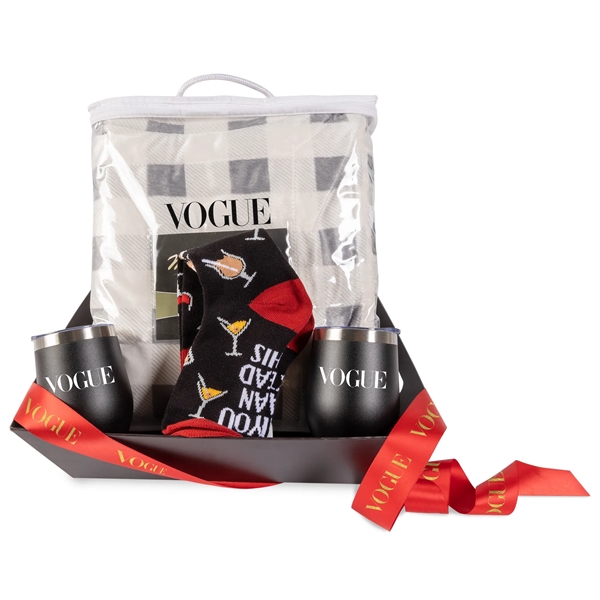 Blanket, wine tumblers and socks gift set... from ASI 44900 NC Custom (CI/Lanco) / Lanco