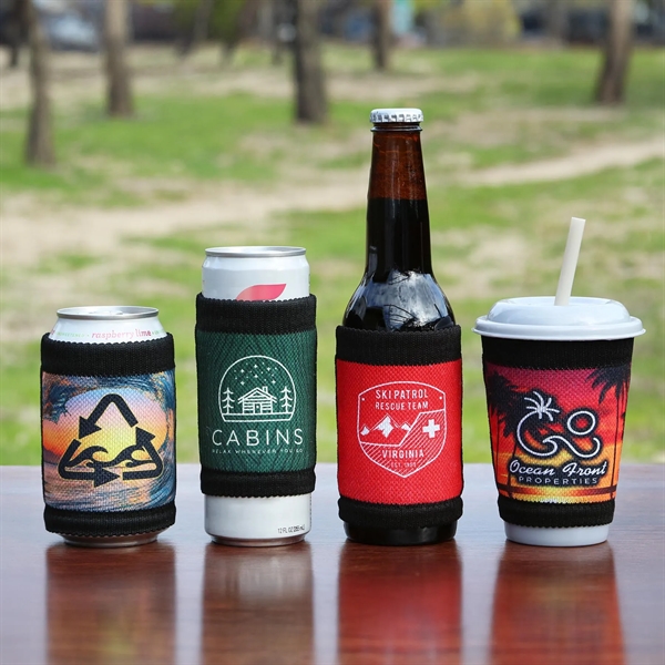 Eco-friendly beverage sleeve adds branding to drinks, shields hands, & stands... from ASI 61966 HPG / Best Promotions USA