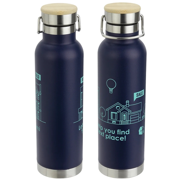 22 oz Vacuum Insulated Stainless Steel Bottle with Bamboo Cap... from ASI 36730 Ariel Premium Supply Inc
