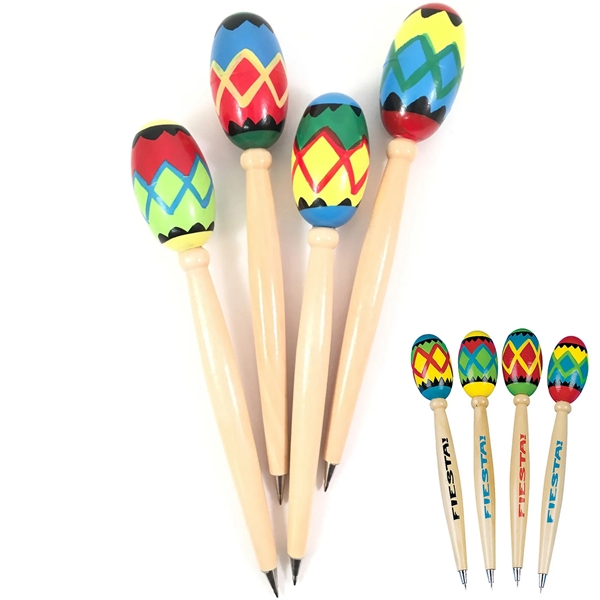 Maraca pen, excellent fiesta themed pen; approximately 7".... from ASI 85620 H M Schmidt Co Inc / Traveling Billboard