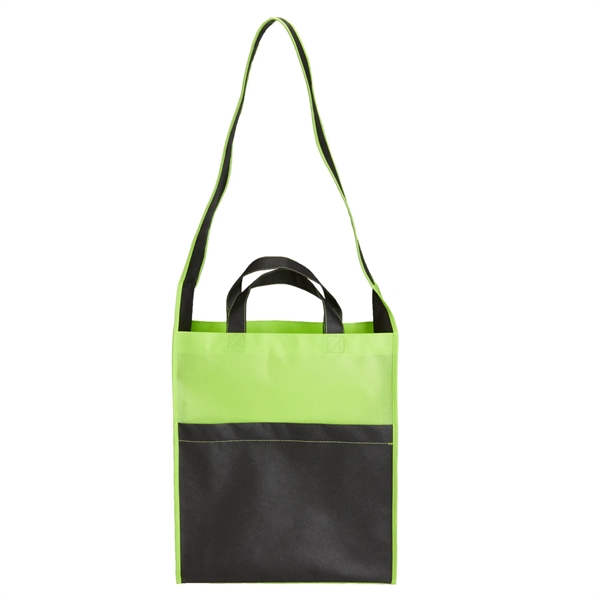 Non-woven Event Tote Bag with 4" gusset, front pocket, 38" shoulder... from ASI 52840 Evans Manufacturing