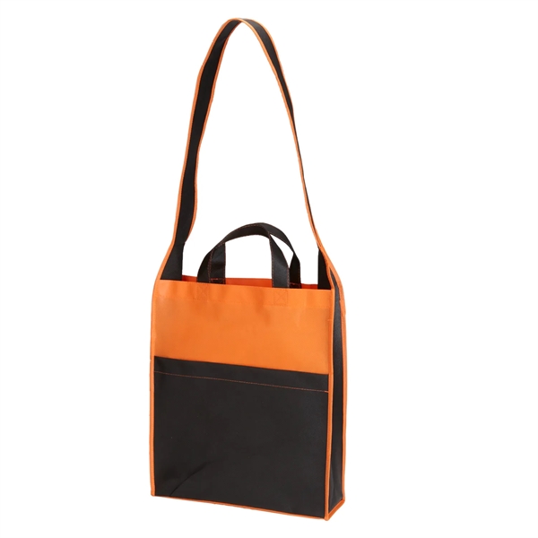 Non-woven Event Tote Bag with 4" gusset, front pocket, 38" shoulder... from ASI 52840 Evans Manufacturing