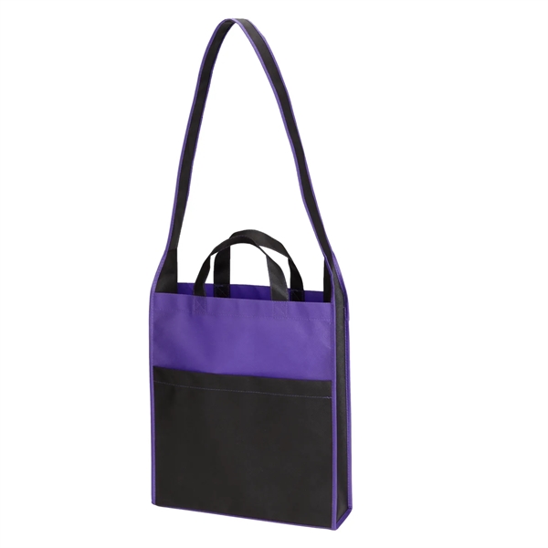 Non-woven Event Tote Bag with 4" gusset, front pocket, 38" shoulder... from ASI 52840 Evans Manufacturing