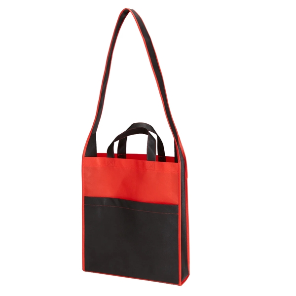Non-woven Event Tote Bag with 4" gusset, front pocket, 38" shoulder... from ASI 52840 Evans Manufacturing