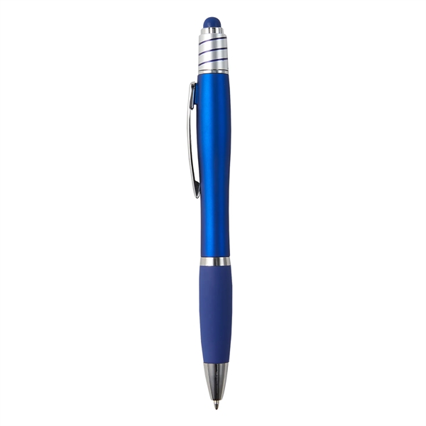 Retractable ballpoint pen with stylus on top, silver spin top, high-quality... from ASI 52840 Evans Manufacturing