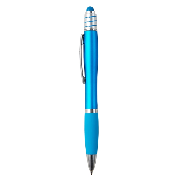 Retractable ballpoint pen with stylus on top, silver spin top, high-quality... from ASI 52840 Evans Manufacturing