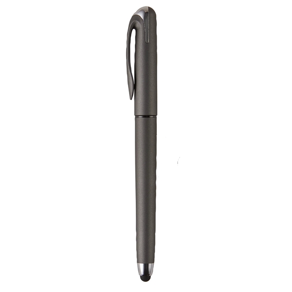 Gel pen with cap on barrel design, silicone stylus tip, chrome... from ASI 52840 Evans Manufacturing