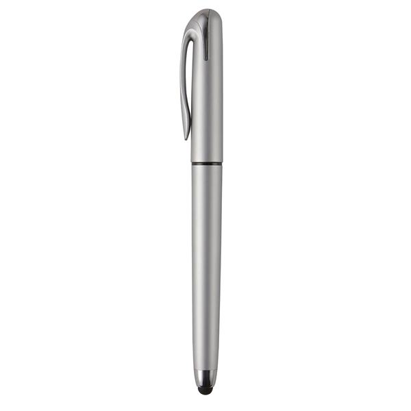 Gel pen with cap on barrel design, silicone stylus tip, chrome... from ASI 52840 Evans Manufacturing