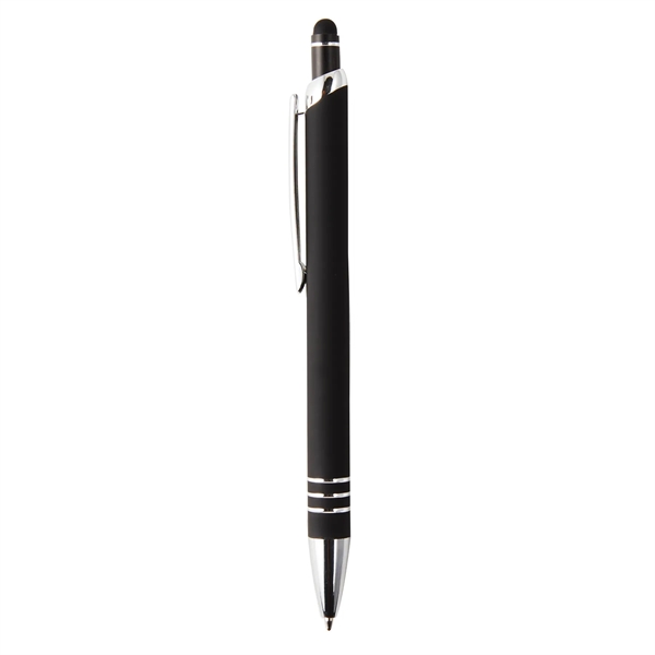 Aluminum stylus pen with soft-touch barrel and plunger action mechanism.... from ASI 52840 Evans Manufacturing